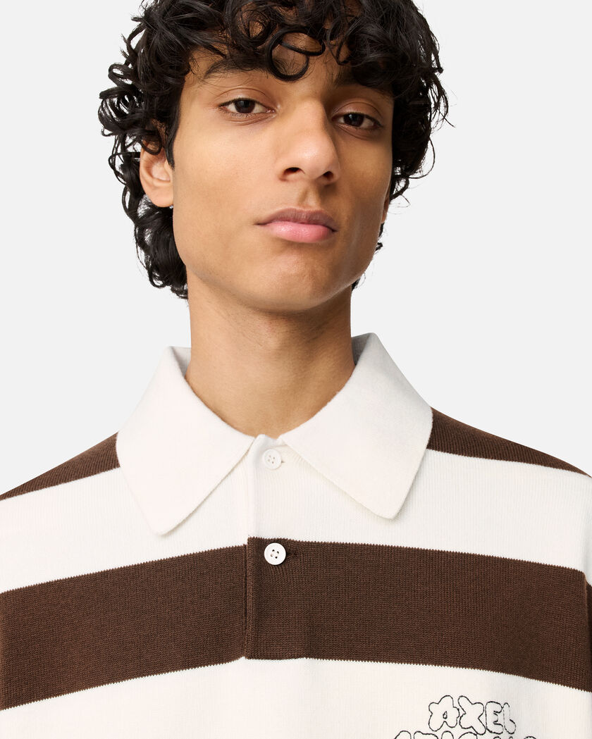 Rey Polo Sweater axel arigato Rey Polo Sweater White/ Dark Brown