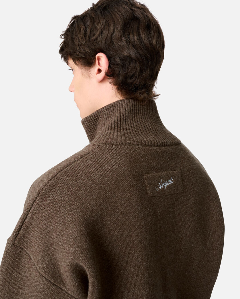 Core Zip-Up Sweater axel arigato Core Zip-Up Sweater Dark Brown