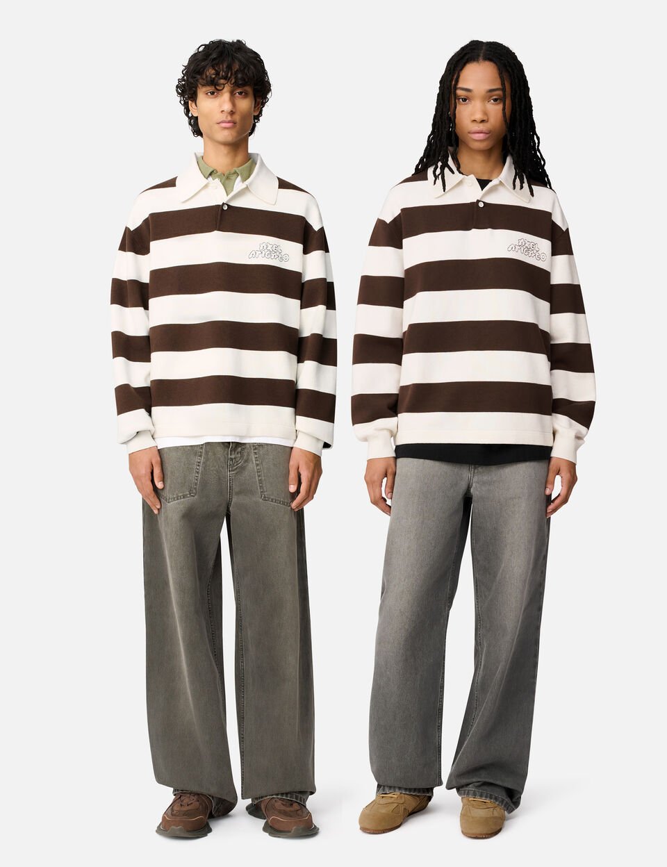 Rey Polo Sweater axel arigato Rey Polo Sweater White/ Dark Brown