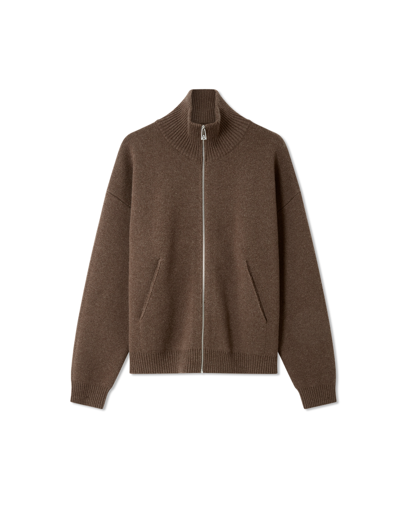 Core Zip-Up Sweater axel arigato Core Zip-Up Sweater Dark Brown