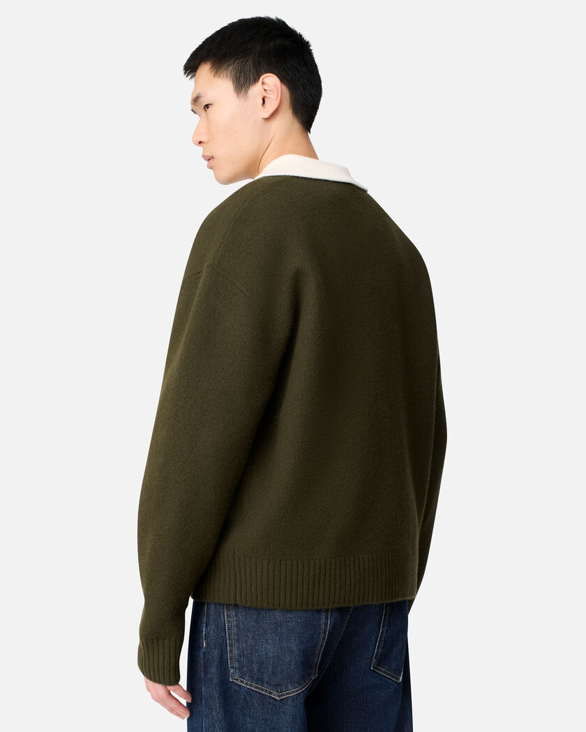 Sonny Polo Sweater axel arigato Sonny Polo Sweater Dark Green/Off White