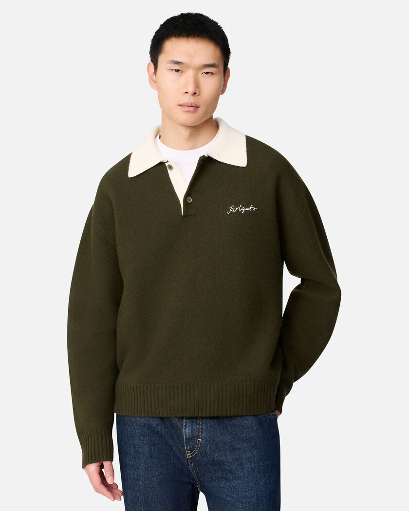 Sonny Polo Sweater axel arigato Sonny Polo Sweater Dark Green/Off White