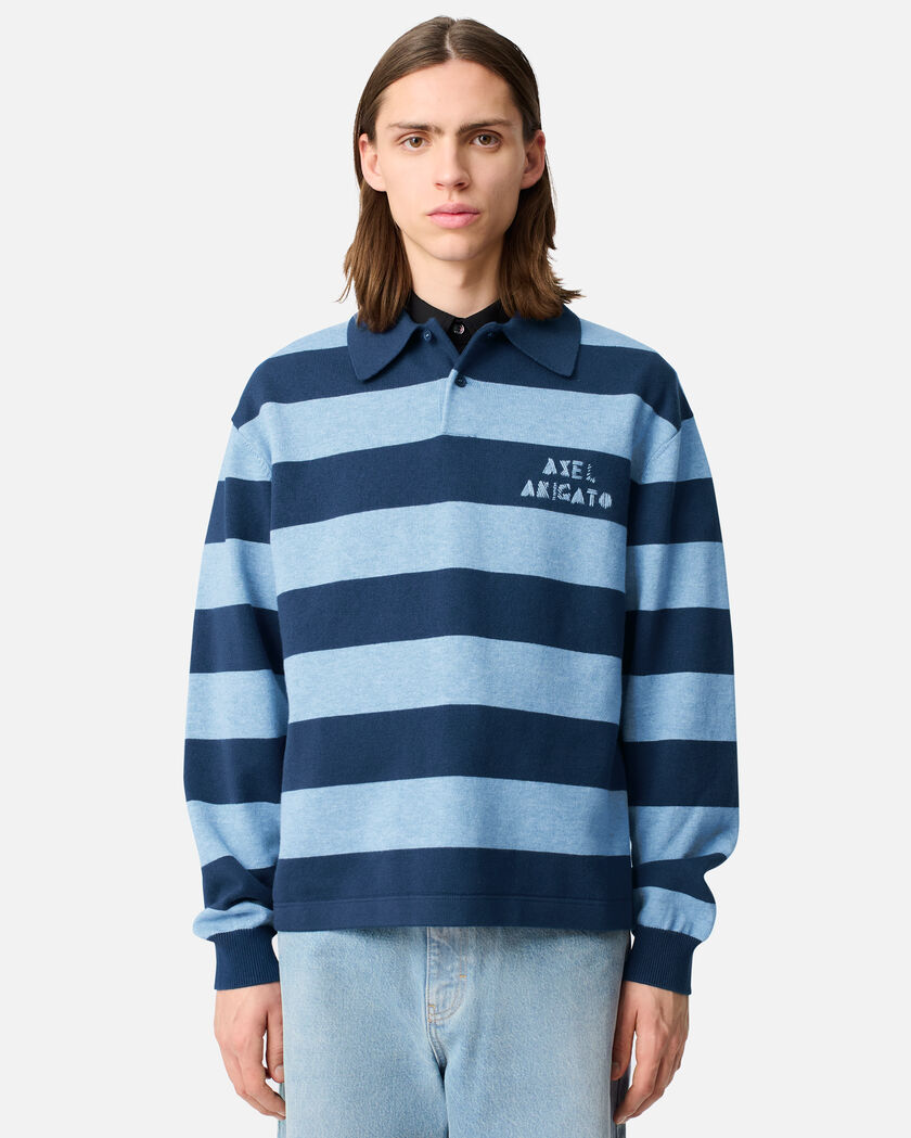 Frey Polo Sweater axel arigato Frey Polo Sweater Navy/Light Blue