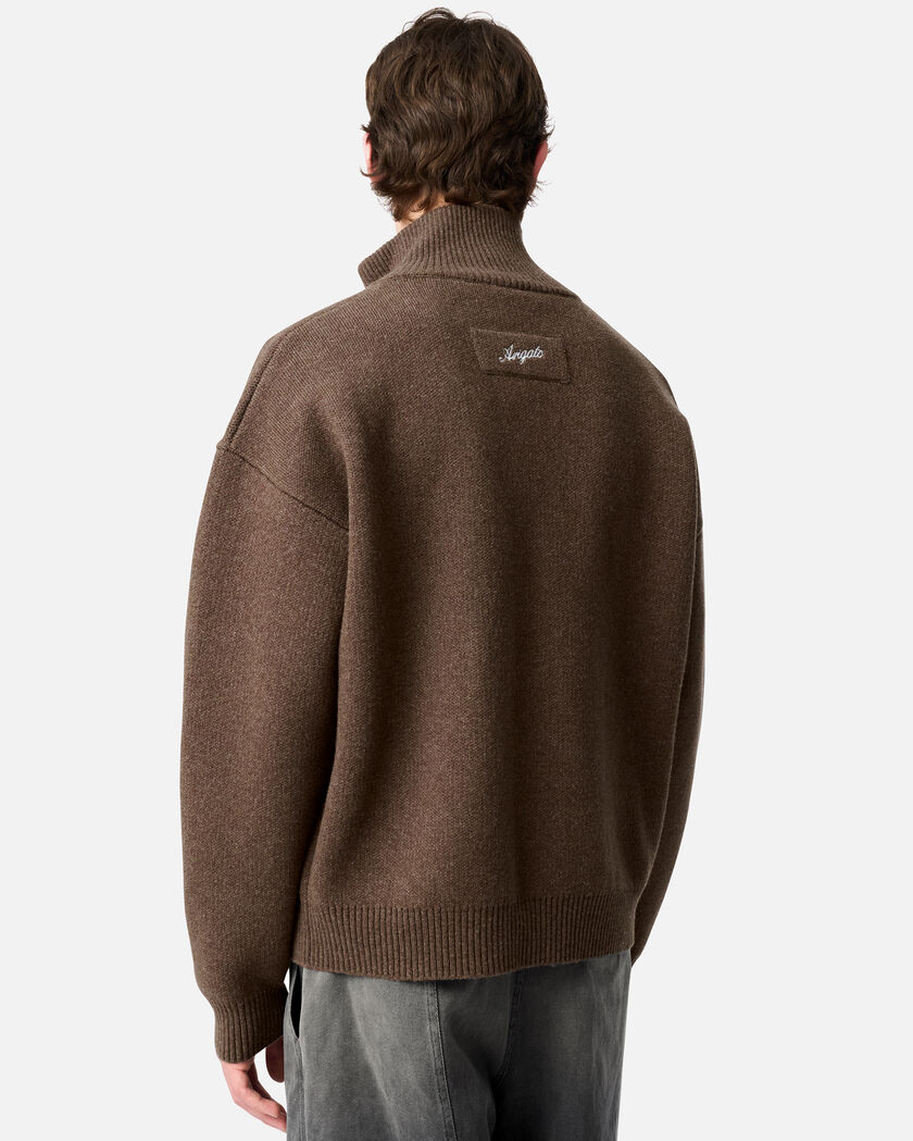 Core Zip-Up Sweater axel arigato Core Zip-Up Sweater Dark Brown
