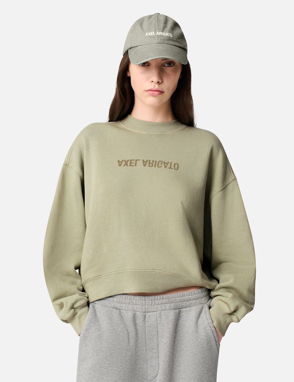 Distort Washed Sweatshirt axel arigato Distort Washed Sweatshirt Dusty Green