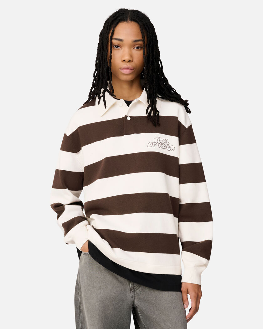 Rey Polo Sweater axel arigato Rey Polo Sweater White/ Dark Brown
