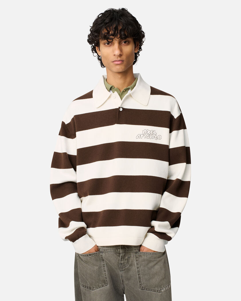 Rey Polo Sweater axel arigato Rey Polo Sweater White/ Dark Brown