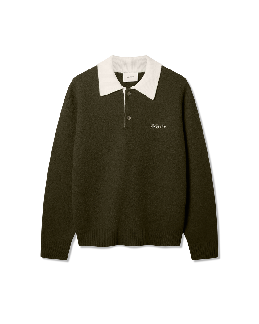 Sonny Polo Sweater axel arigato Sonny Polo Sweater Dark Green/Off White