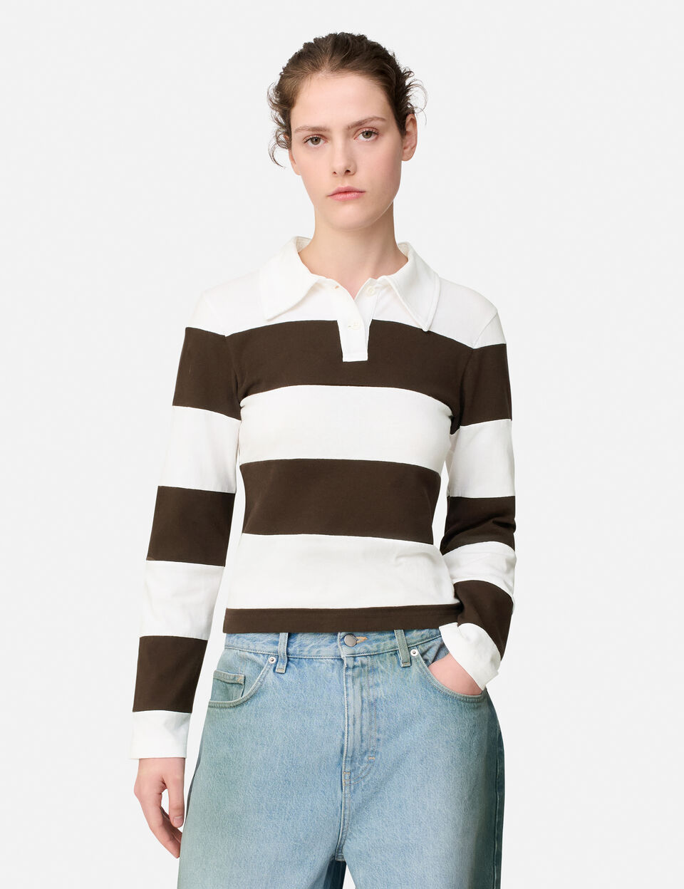 Karla Polo Sweatshirt axel arigato Karla Polo Sweatshirt White/Dark Brown