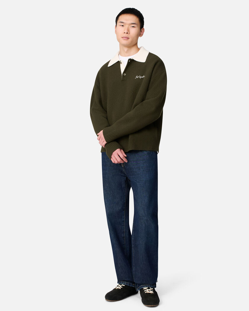 Sonny Polo Sweater axel arigato Sonny Polo Sweater Dark Green/Off White