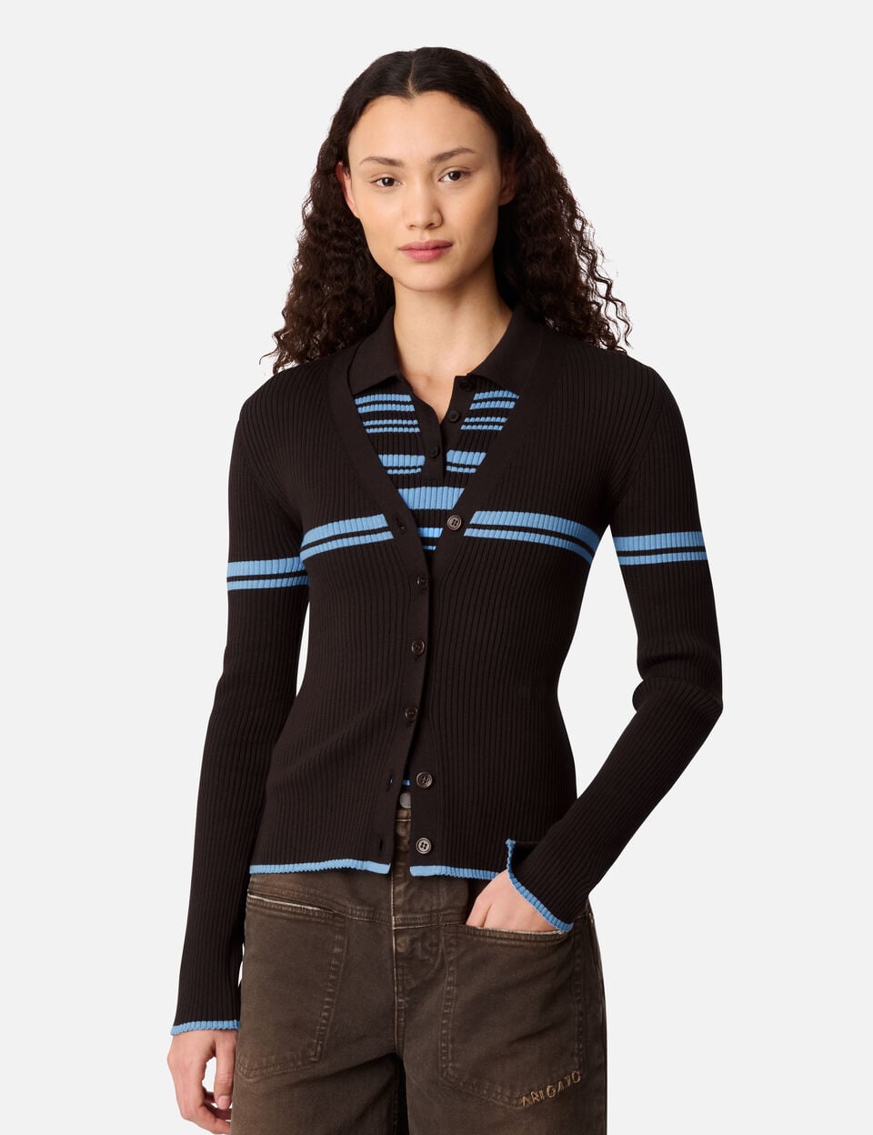 Fleur Cardigan axel arigato Fleur Cardigan Dark Brown/Light Blue