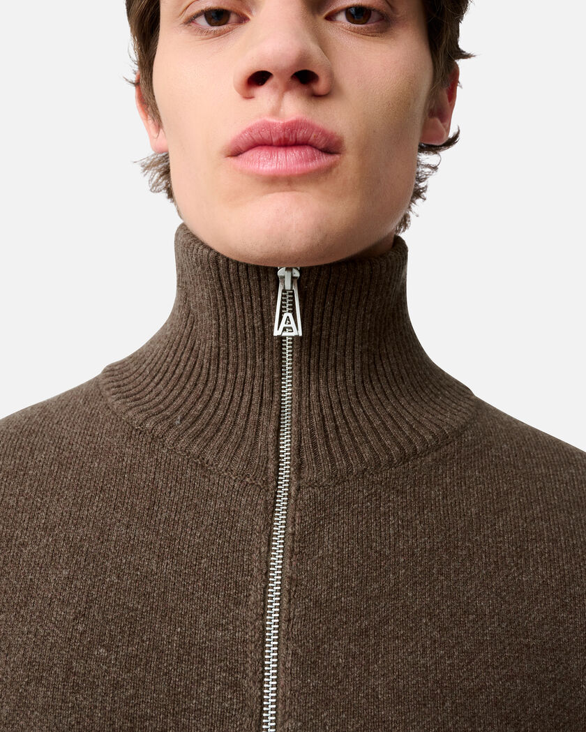 Core Zip-Up Sweater axel arigato Core Zip-Up Sweater Dark Brown