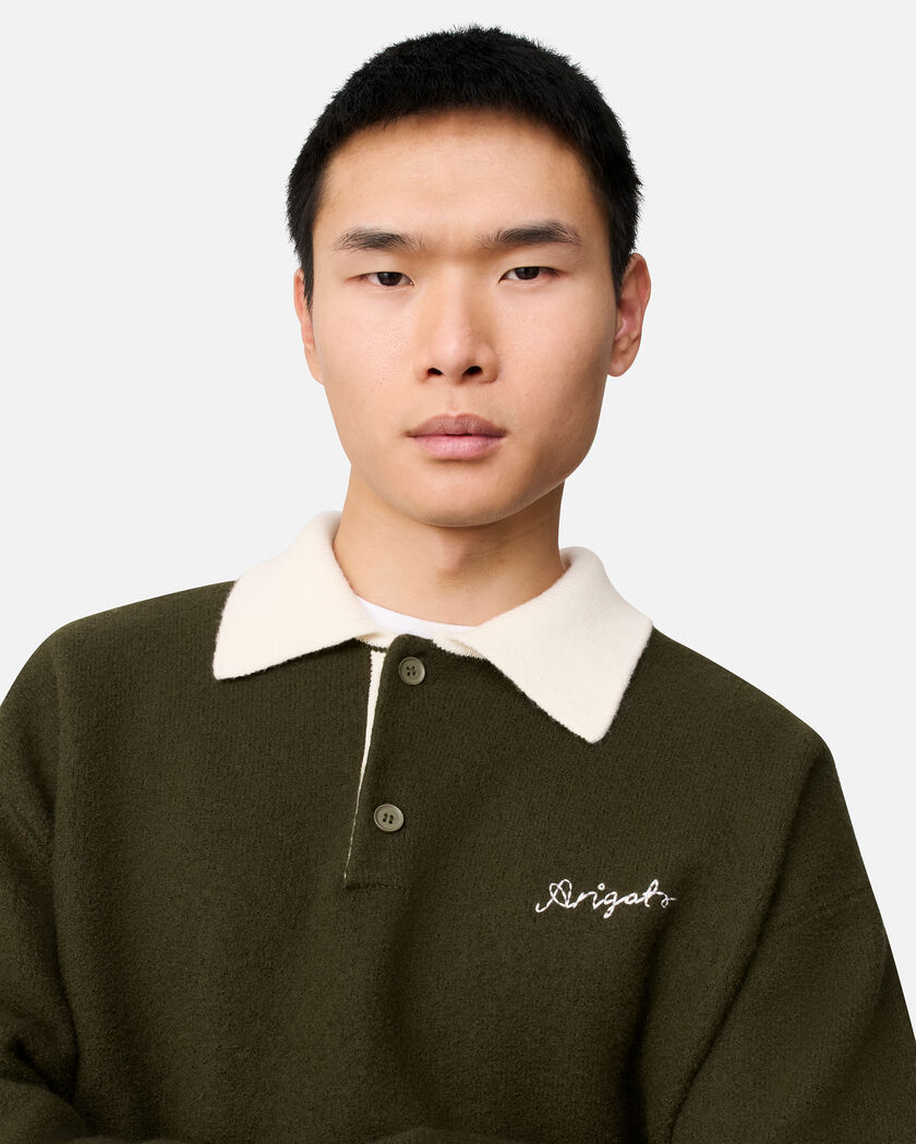 Sonny Polo Sweater axel arigato Sonny Polo Sweater Dark Green/Off White