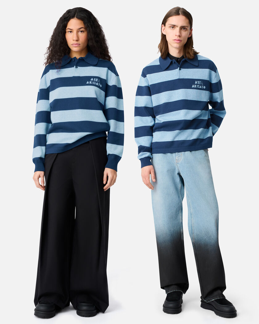 Frey Polo Sweater axel arigato Frey Polo Sweater Navy/Light Blue